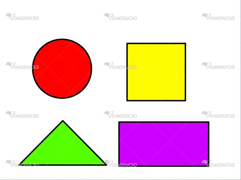 LQVT: Hình vuông, hình tròn, hình tam giác, hình chữ nhật
